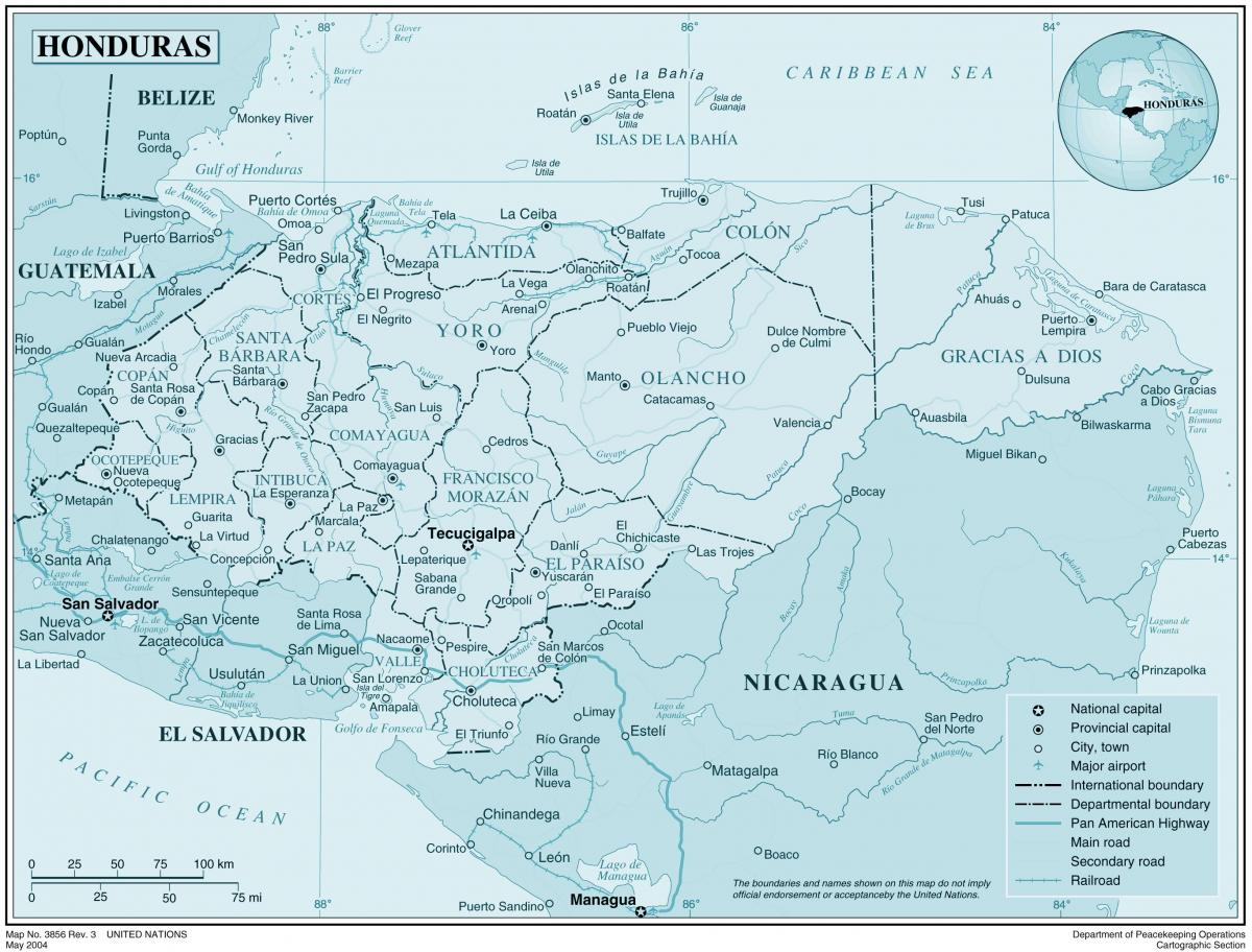 mapa fisikoa mapa Honduras