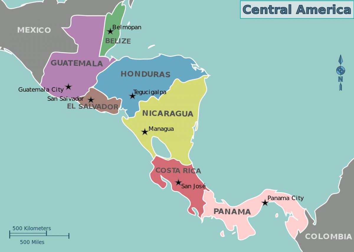 mapa Honduras erdialdeko amerikako mapa