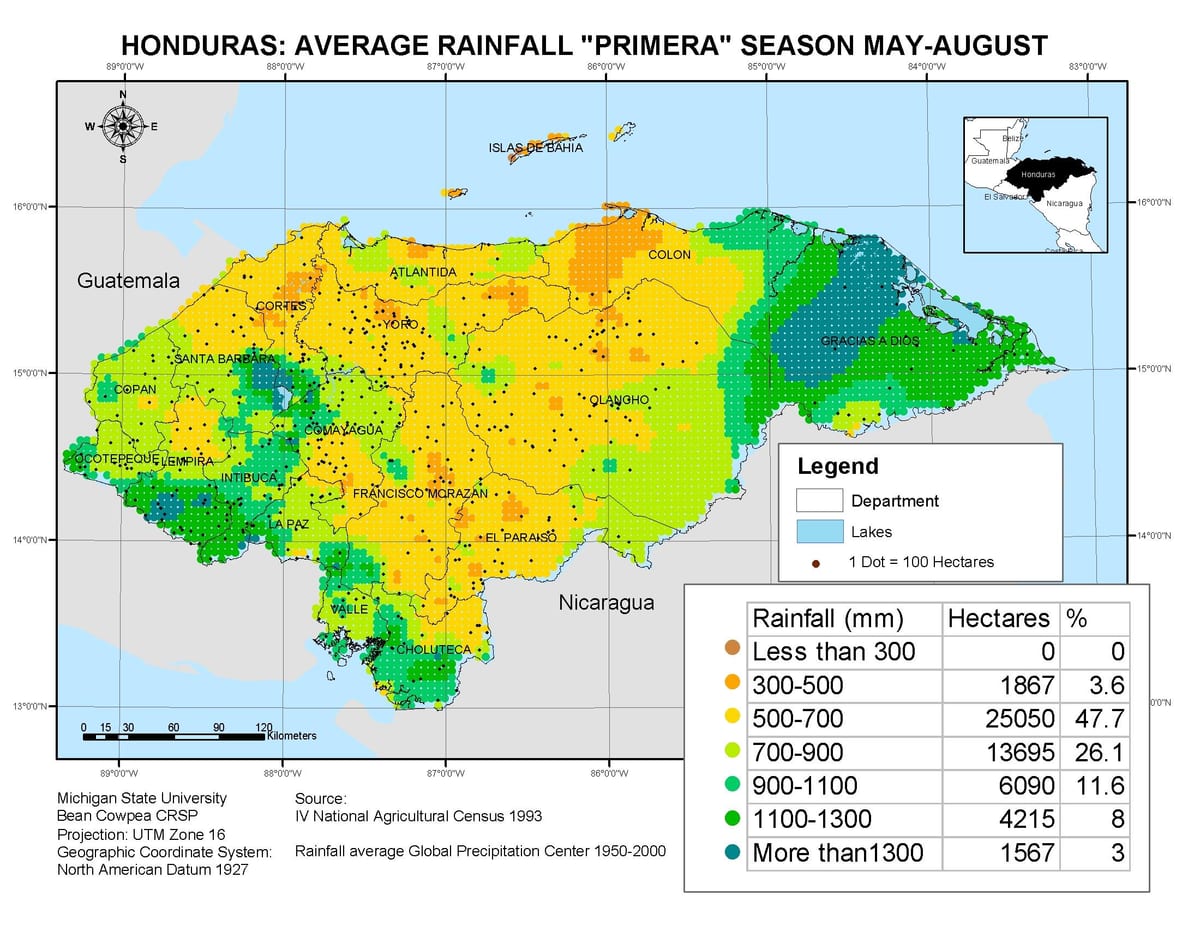 mapa Honduras klima