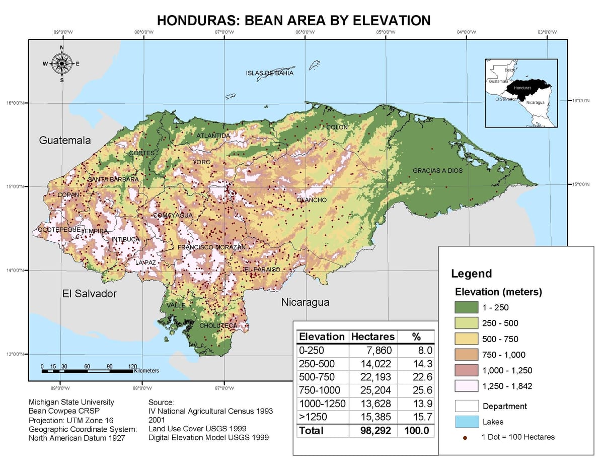 mapa Honduras kota