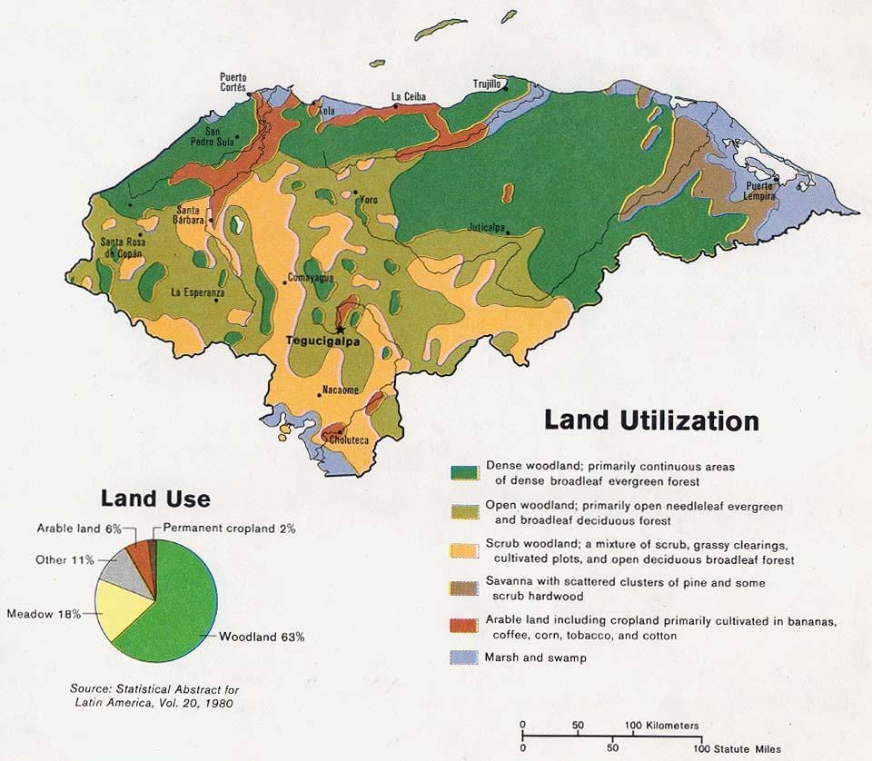 mapa Honduras mendiak