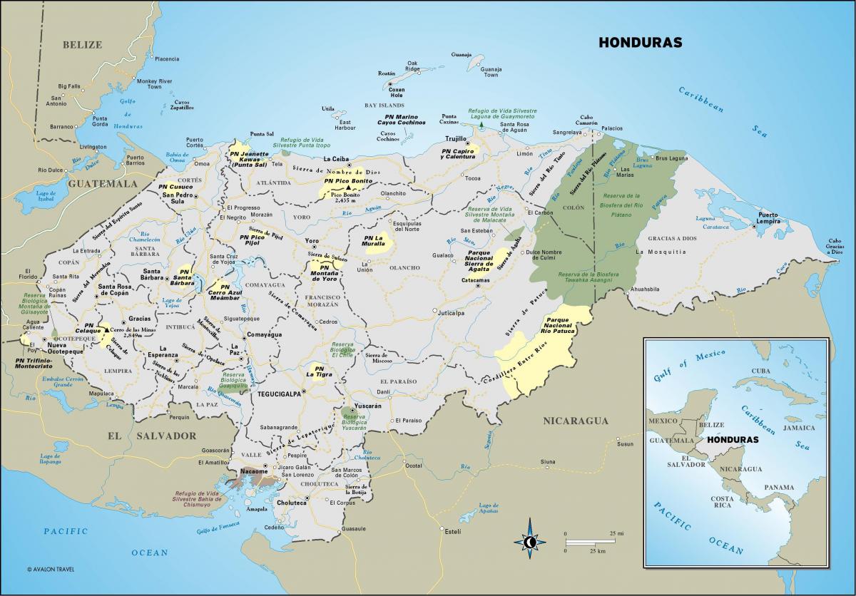 mapa Honduras turismo