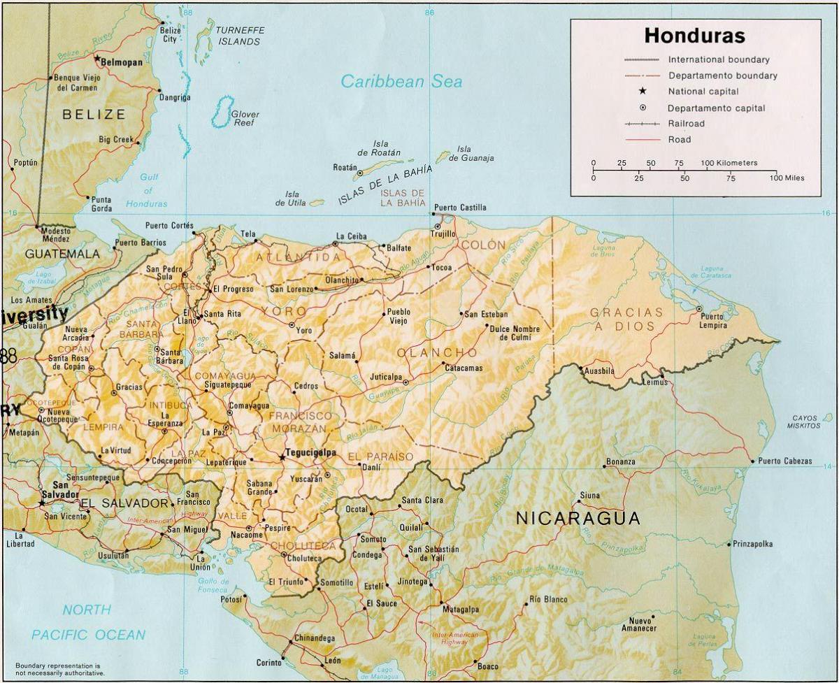 roatan badiako uharteak Honduras mapa