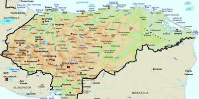 Mapa Honduras eta inguruko herrialdeetan